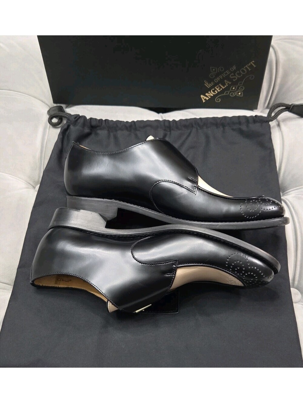 The Office Of Angela Scott Mr Georgie Monkstrap Black White Women Shoes 36.5 6.5 - Picture 10 of 13